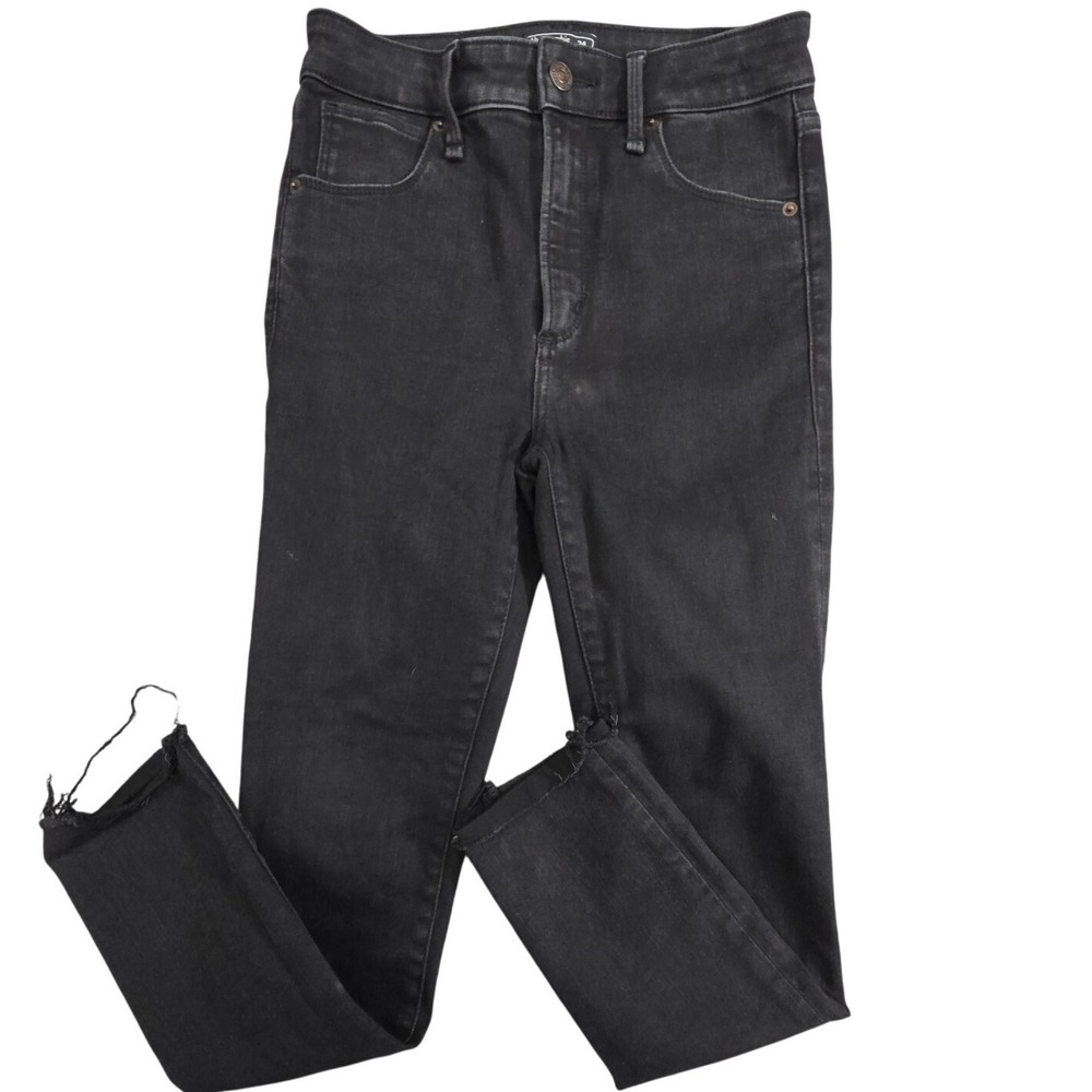 Abercrombie & Fitch Jeans Womens 24 00R Black Simone High Rise Ankle‎ Raw Hem